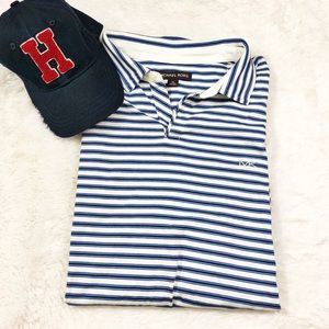 Michael Kors Blue White Striped Polo Sz XL